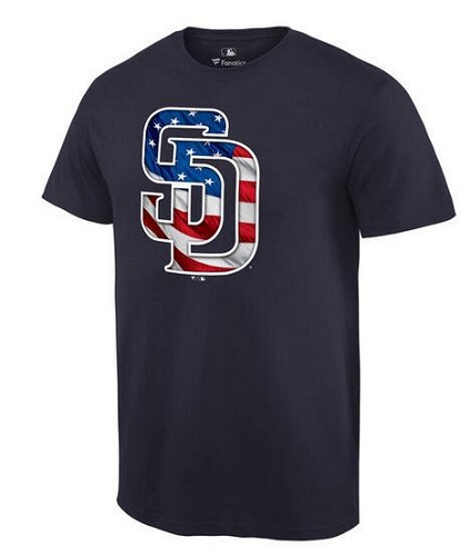 MLB Men's San Diego Padres Navy Banner Wave T-Shirt