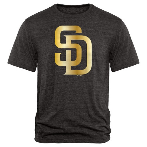 MLB San Diego Padres Fanatics Apparel Gold Collection Tri-Blend T-Shirt - Black